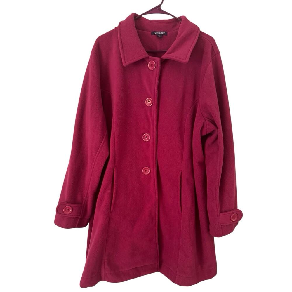 Roamans Fleece Button Front Long Purple Peacoat Women’s Size 1X 22-24